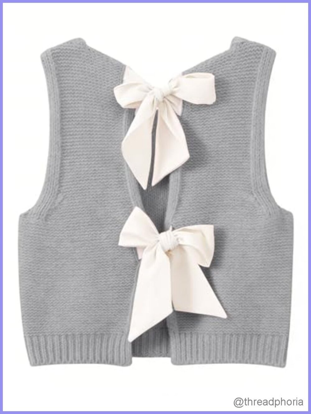 Casual Sleeveless Bow Tie Back Knit Sweater Vest Top for Women
